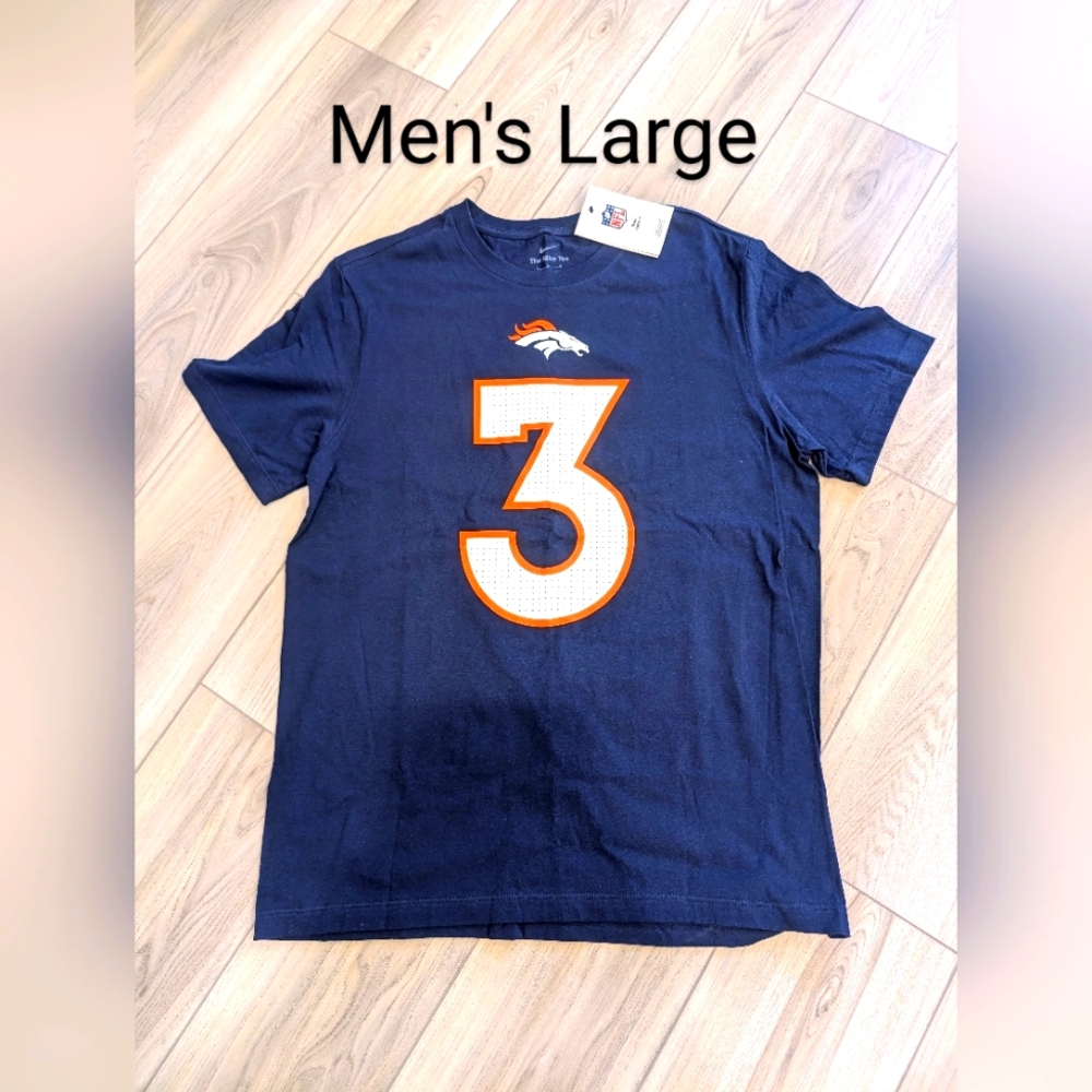 ⭐2/$25⭐New! Men's Large NFL Russell Wilson Denver Broncos Nike T-Shirt Navy Blue